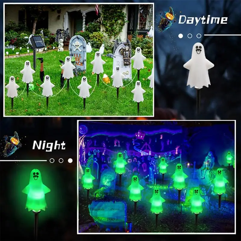 Halloween Walkway Lights Waterproof Halloween Solar Stake Lights Ghost Stake Ghost Decorations Outdoor