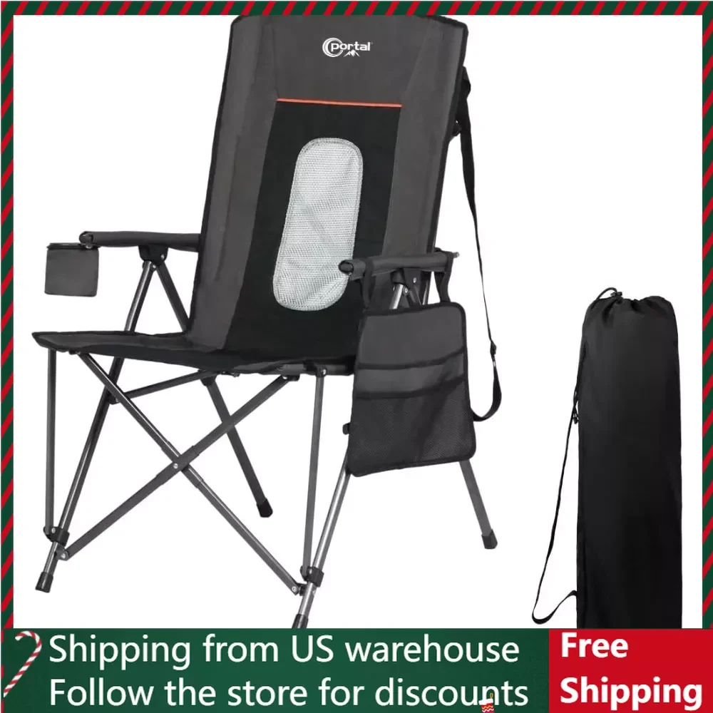 

Большие складные высокие стулья для газона, портативные для взрослых, наружный жесткий подлокотник, держатель для чашки, ремешок для переноски для лагеря, футбола, спорта