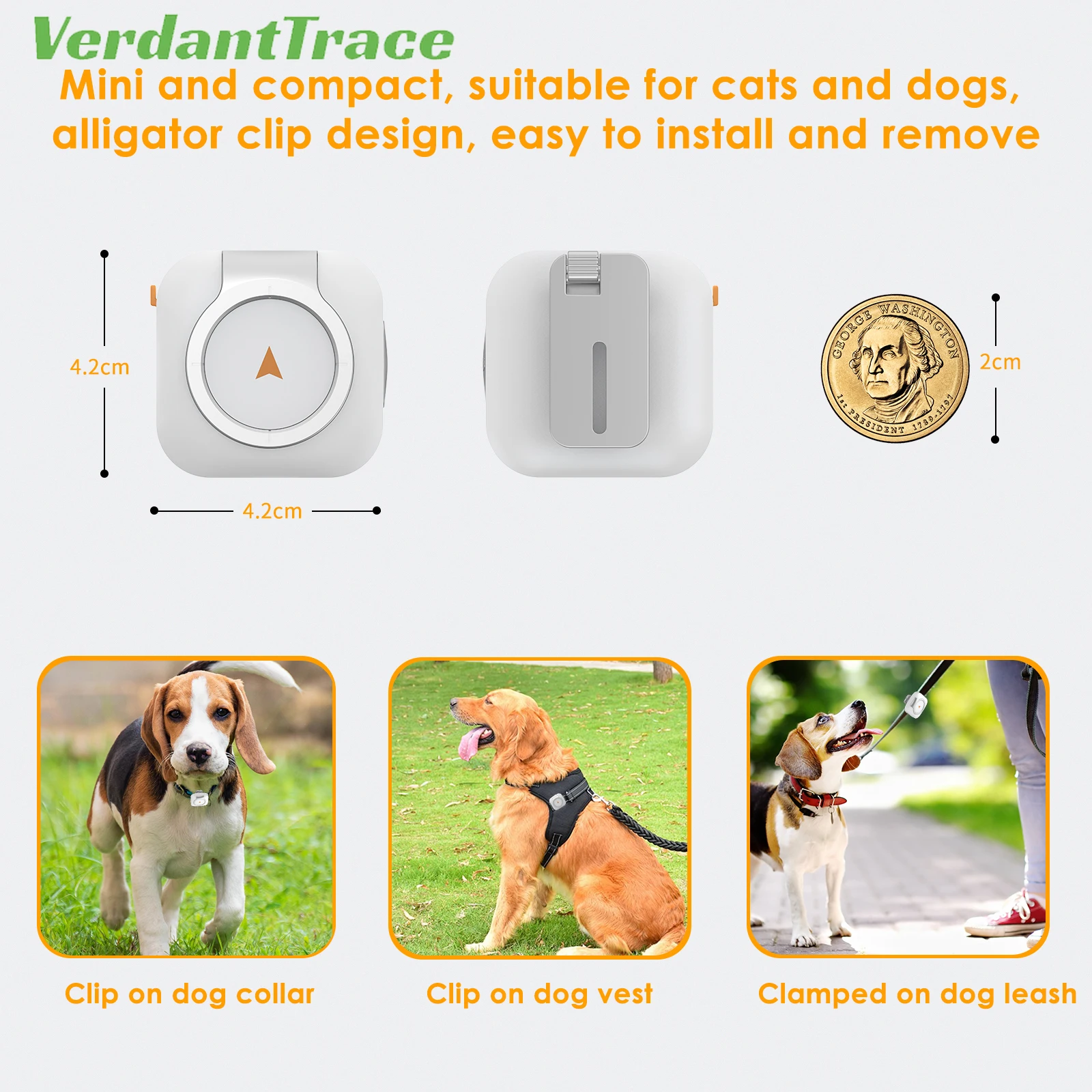 4G GPS Pet Tracker Waterproof Universal Fit Any Collar Health Monitoring Virtual Dog Fence for iOS Android bluetooth tracker smart tracker animal tracking collar VerdantTrace