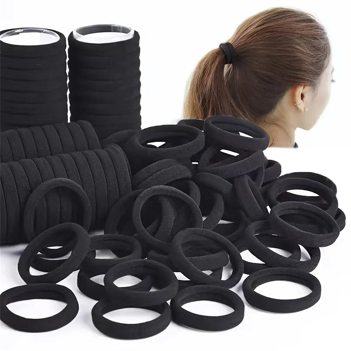 50-1000pcs Black Hair Ties Elastic Hair Bands Decorative Hair Accessories Set Holiday Gift For Girls Kids hair bands for girls 50-1000pcs Black Hair Ties Elastic Hair Bands Decorative Hair Accessories Set Holiday Gift For Girls Kids hair bands for girls