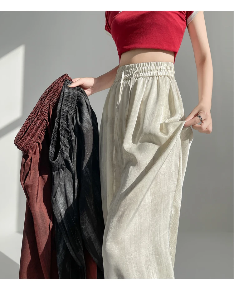 Sommer neue einfarbige schlanke Frauen hosen Mode Straße hohe Taille schwarze Aprikose rote Hosen einfache grundlegende lässige lose Frau Hosen – Detail 8
