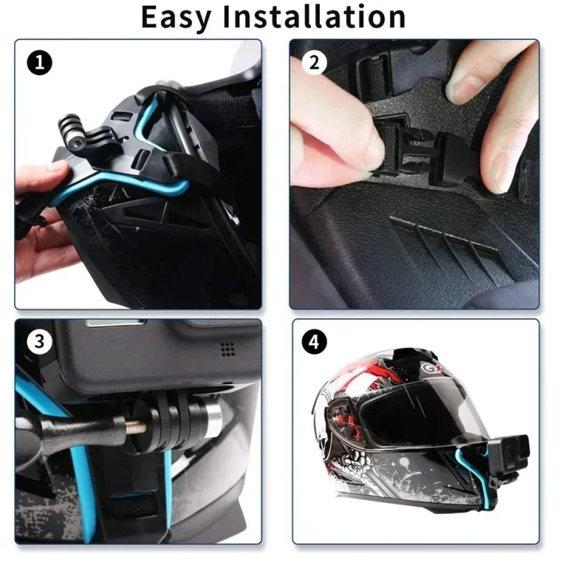 Support mentonnière casque GoPro Hero13 12 10 9 8 - Fixation caméra action moto