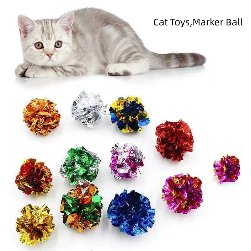 4/8pcs Cat Toy Mylar Crinkle Balls Colorful Plastic Balls Shiny