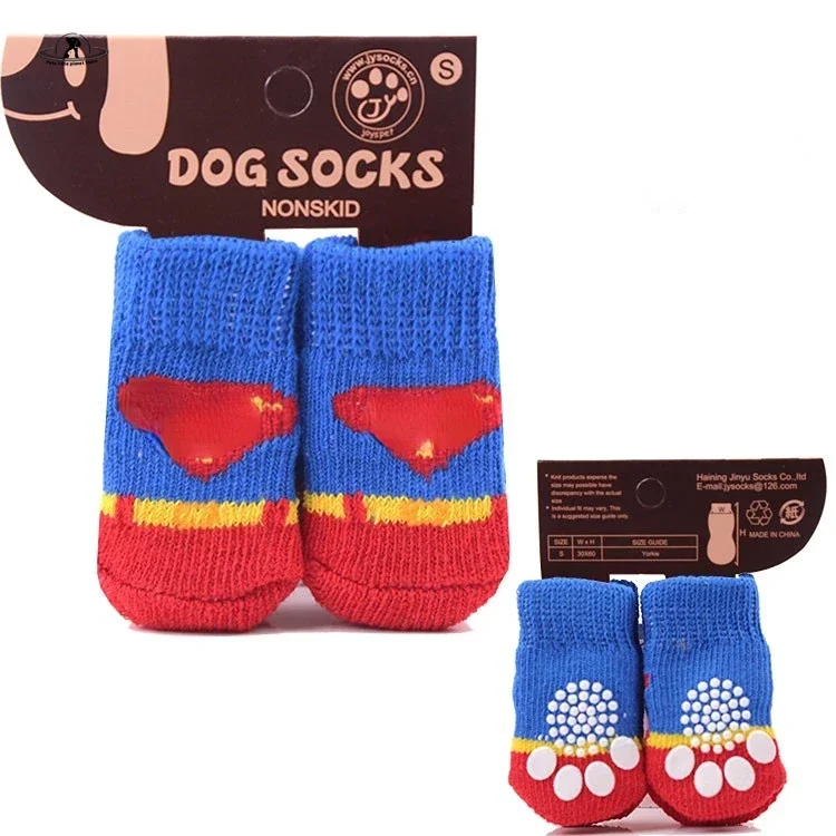 Winter Warm Dog Socks 4pcs Christmas Pets Shoes Non-slip Knitted Doggy Kittens Boots for Small Dogs Chihuahua Teddy Products