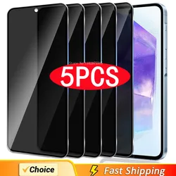 Premium 5 - Pack Privacy Anti - Spy Tempered Glass Screen Protectors - 5Pcs Anti - spy Glass (For Samsung A22 5G)