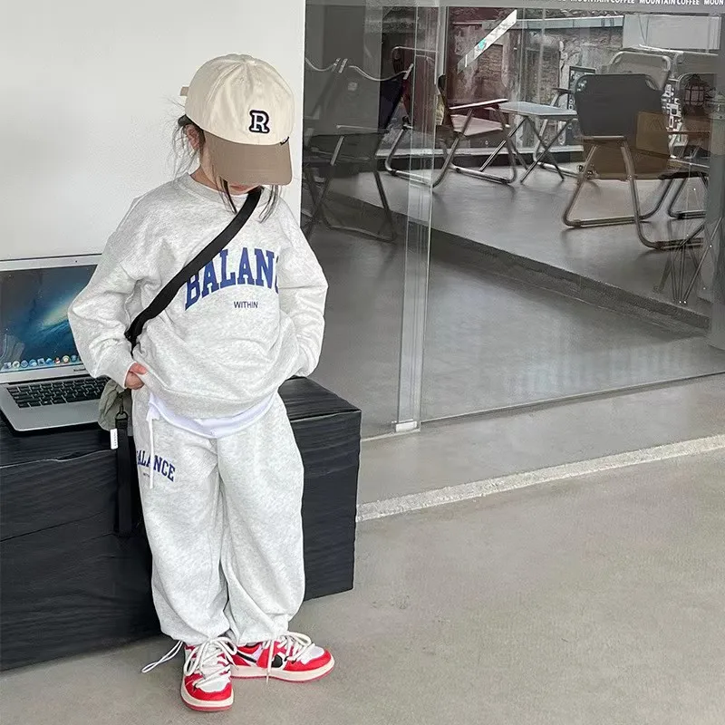 خريف جديد الأطفال ملابس طويلة الأكمام مجموعة الفتيان الفتيات إلكتروني طباعة البلوز + السراويل 2 قطعة  الاطفال ملابس رياضية غير رسمية