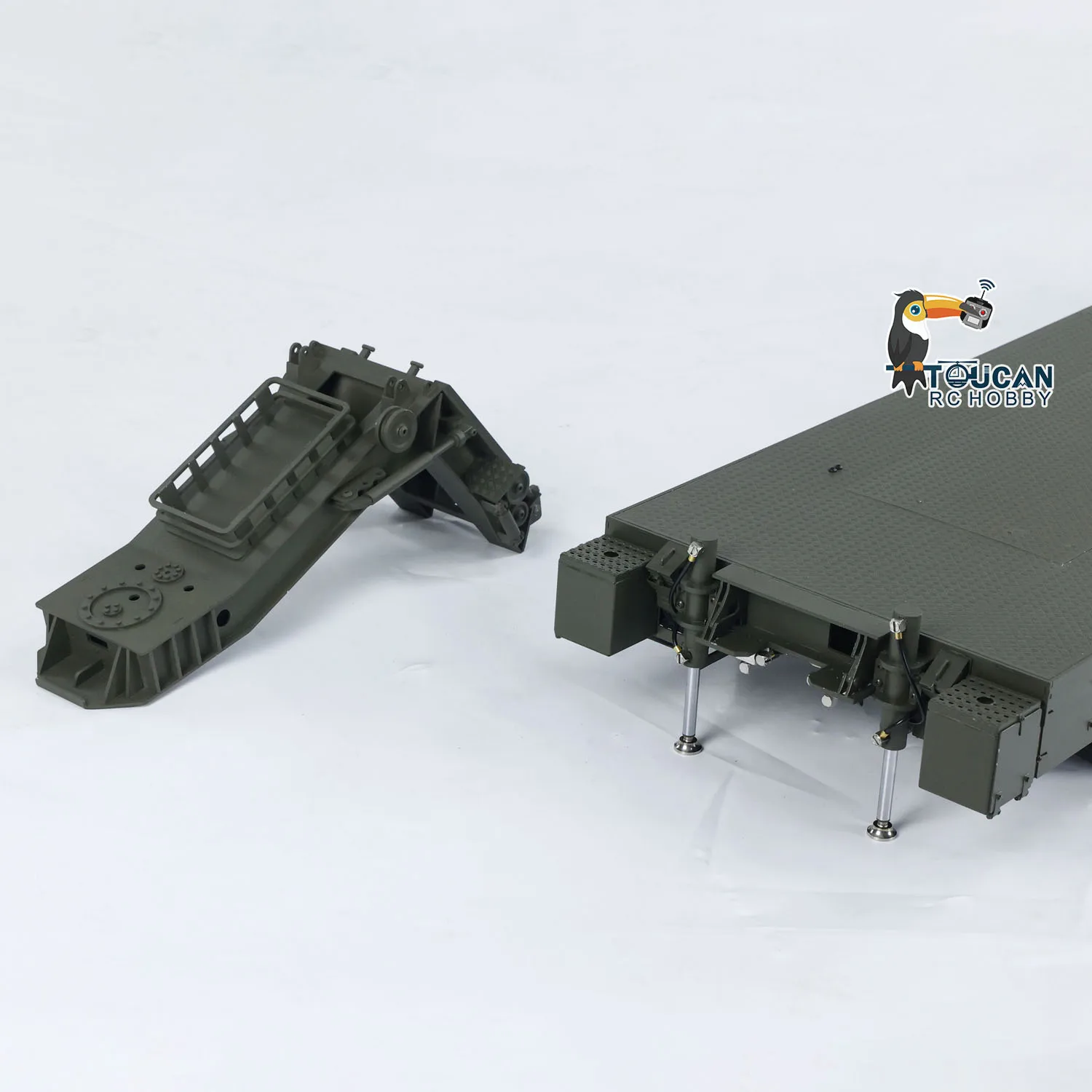 1/14 RC Hydraulic Metal Semi Trailer for Elefant FAUN SLT-56 Tank Transporter Model Remote Control Vehicle Warning Lights Toy 5