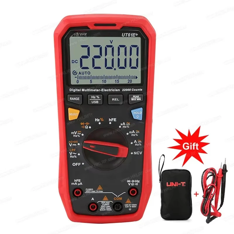YYHC-UT61E True RMS AC DC Voltage Tester Relative Mode 22000 Counts Data Hold Auto Range Digital Multimeter