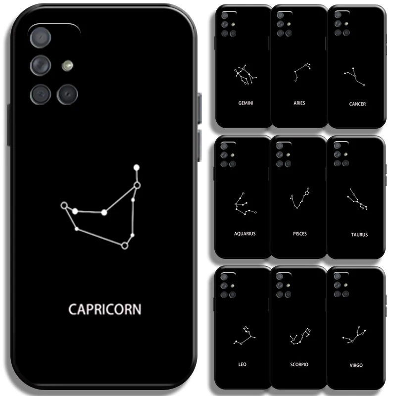 

Twelve Constellations for Samsung Galaxy A71 A71 5G Phone Case Black Shell Cases Soft Liquid Silicon Cover TPU Carcasa Back