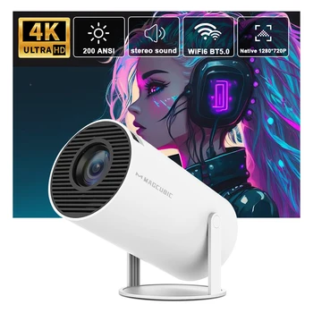 Transpeed 휴대용 듀얼 와이파이 홈 시어터, 안드로이드 11, 4K 프로젝터, 와이파이 6, HY300, Allwinner h713, 200ANSI BT5.0, 1280x720P