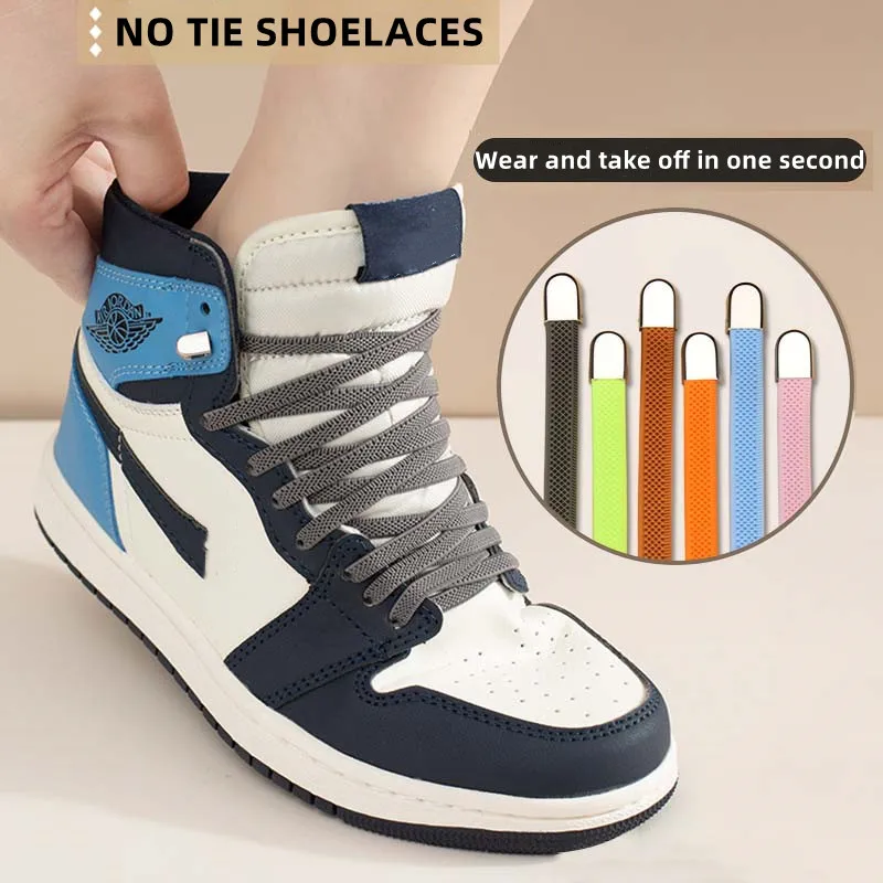 Fashion No Tie Shoe laces Elastic Laces Sneakers Flat Shoelaces without  ties Kids Adult Quick Shoe lace Rubber Bands for Shoes
