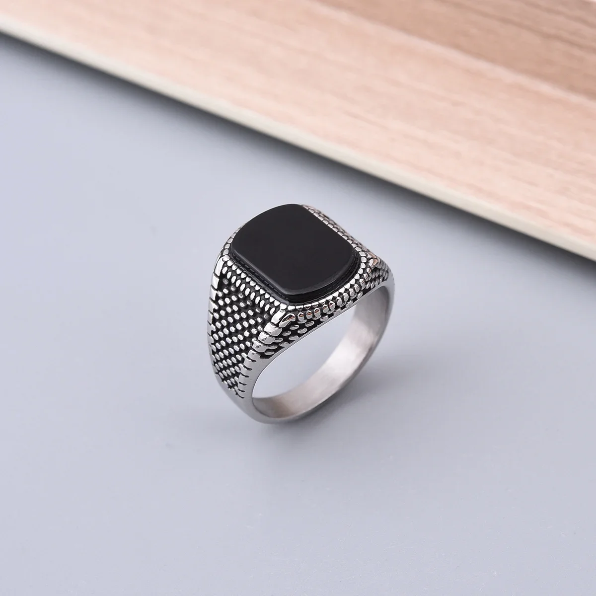 R3248 Men's High Quality 316LStainless Steel Onyx Rings Classic Fashion Trend Jewelry Eco-Friendly Material 3