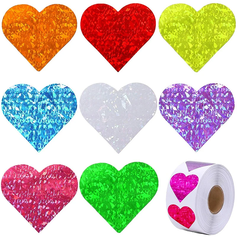 500PCS 8 Colors Heart Stickers for Valentines Day Love Labels Gift Decor Envelope Seal Diary Decoration Scrapbooking Supplies