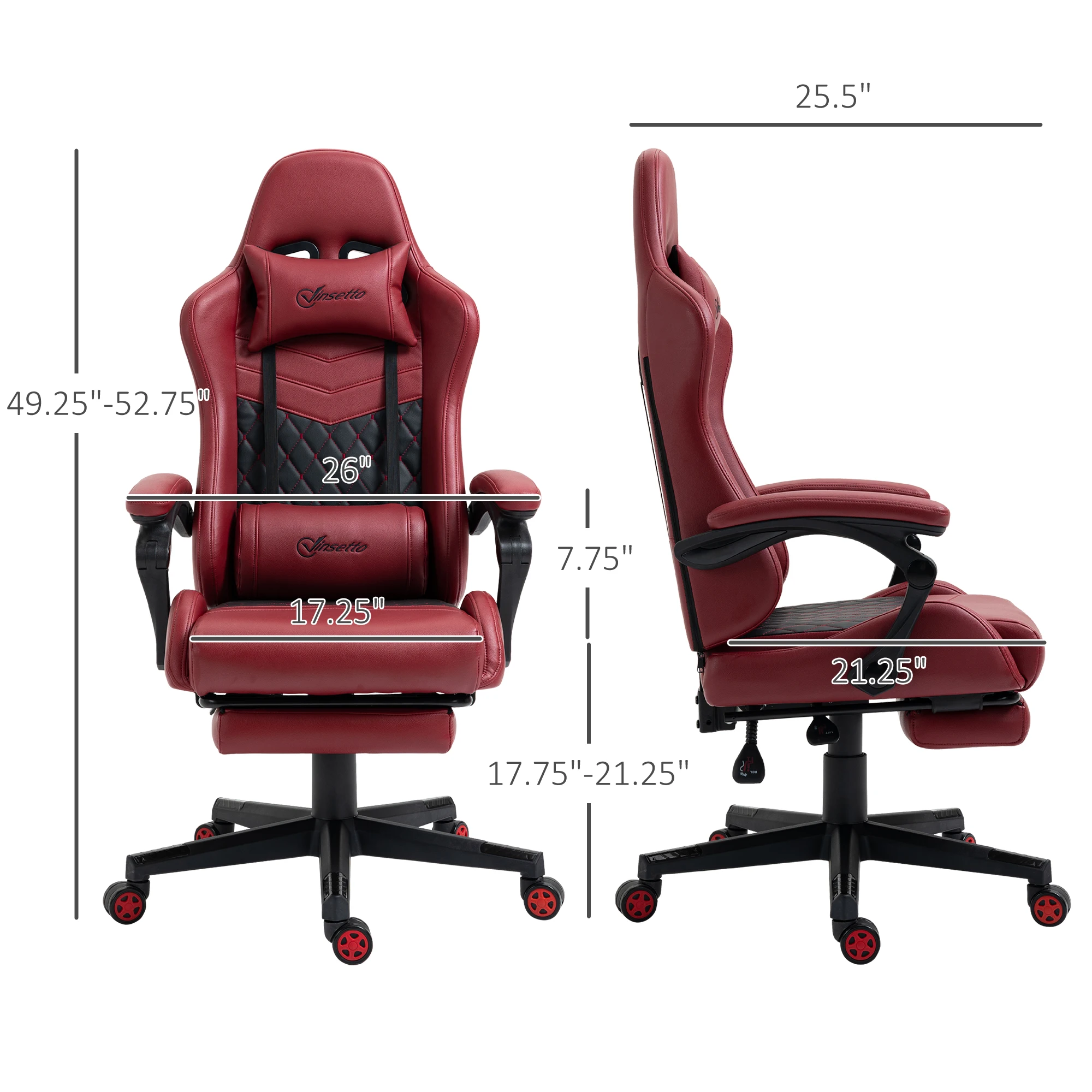 Adjustable High Back Gaming Chair Racing Office Recliner W/ Footrest, Pillow 3