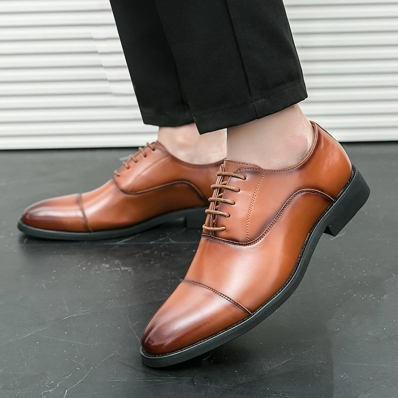 Man Split Leather Shoes Rubber Sole EXTRA Size 38 39 40 41 42 43 44 45 48 Man Business Office Male Dress Lether Shoes