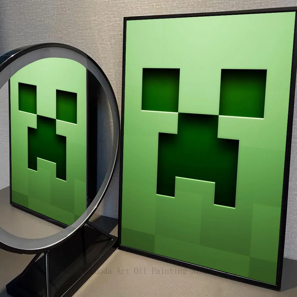 thumbnail image 1 of 1 póster de Minecraft autoadhesivo, impermeable, para decoración de pared de cafetería, bar y habitación, 1 of 5