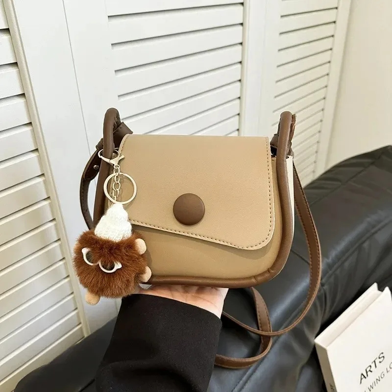 Elegant Commuting Small Flap Shoulder Bags for Women Solid Color Pu Leather Handbag Clutch Lady Crossbody Purse Messenger Bag