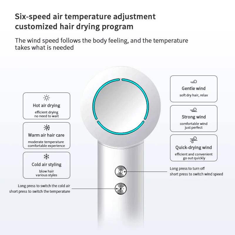 High Speed high anion Smart Intelligent Temperature Control Hair Dryer PLUZZ X116