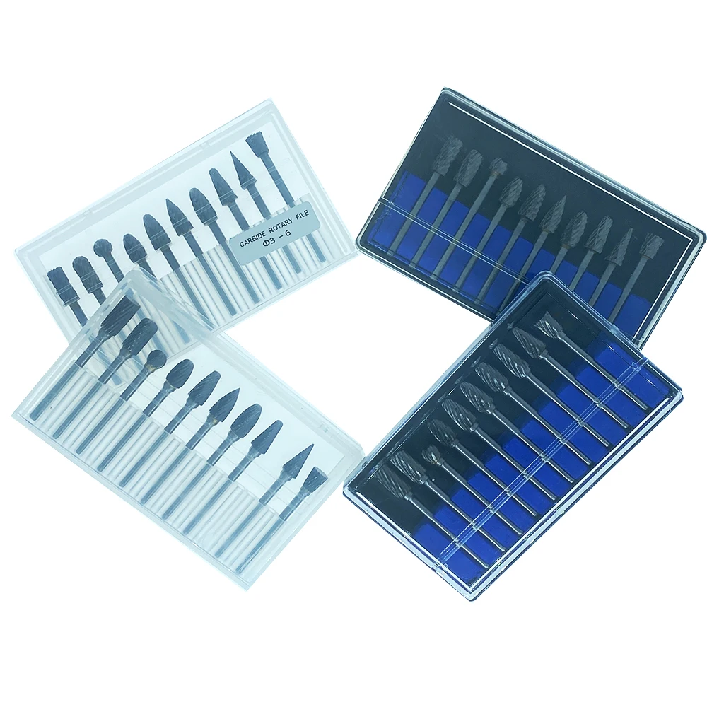 3mm Shank 6mm Coarse Teeth Tungsten Carbide Rotary File Burr Grinding Wood Aluminum Milling Cutter 10PCS Woodworking Tools milling cutter tools