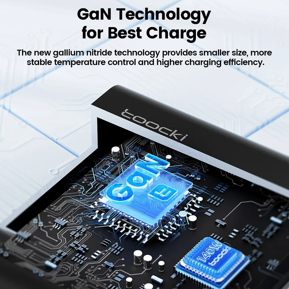 Toocki 140W GaN 5-in-1 Desktop Fast Charge USB Type C Charger with LED Display