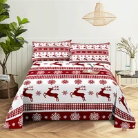 Christmas 0.9/1.2/1.5/1.8/2.0m Digital Printing Polyester Bed Flat Sheet With Pillowcase Print Bedding Set 6