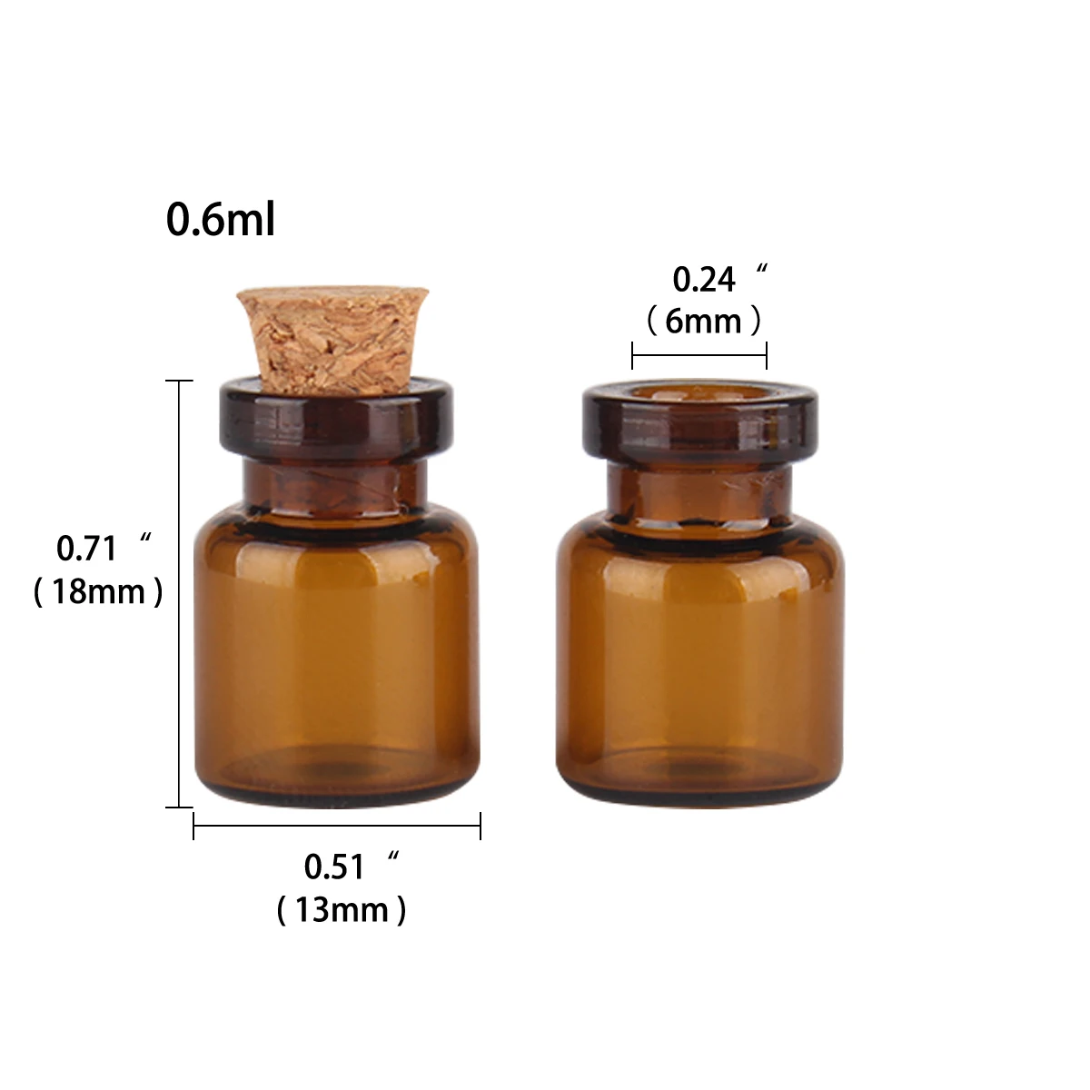 50pcs 0.5ml Amber Mini Glass Bottles Cute Bottles With Cork Stopper Tiny Jar Vials DIY Craft 2
