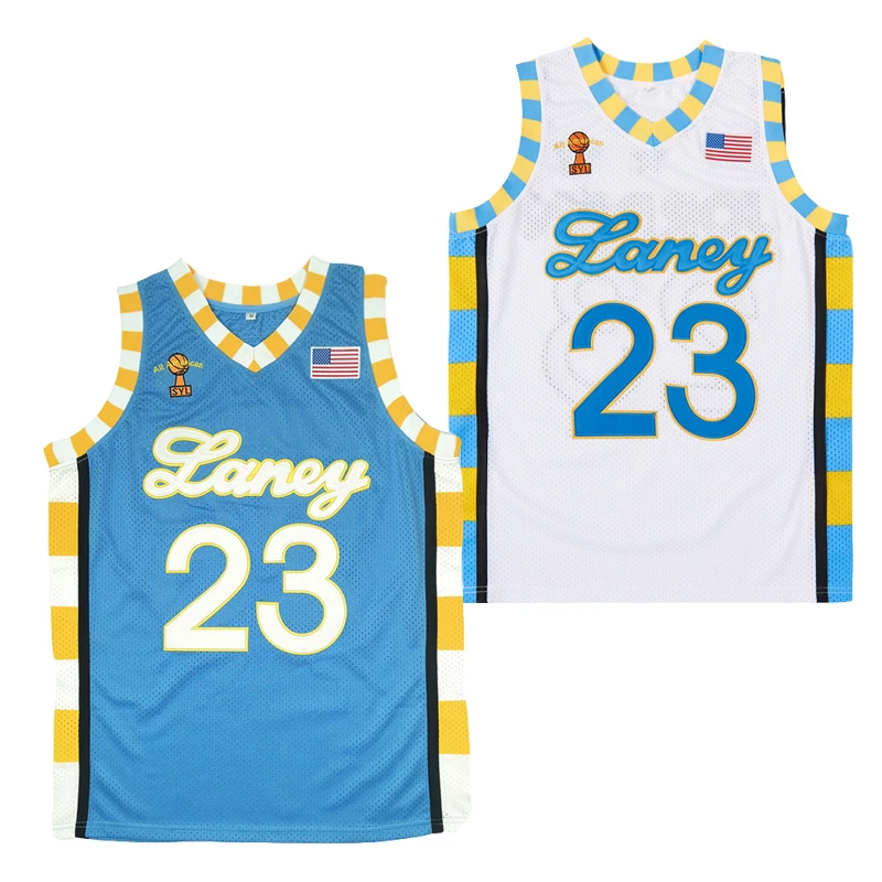 Basketball jerseys high school LANEY 23 SPACE JAM jersey Sewing embroidery Outdoor sportswear Blue White yellow basketball jerseys