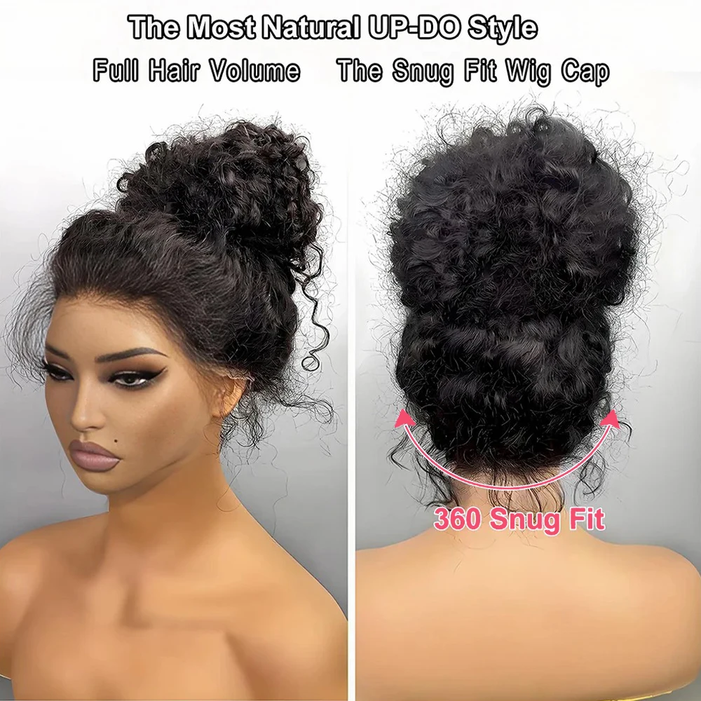 360 Deep Wave Lace Front Wigs Invisi Strap HD Full Lace Wigs Human Hair Pre Plucked With Drawstring Glueless Curly Wig For Women 5