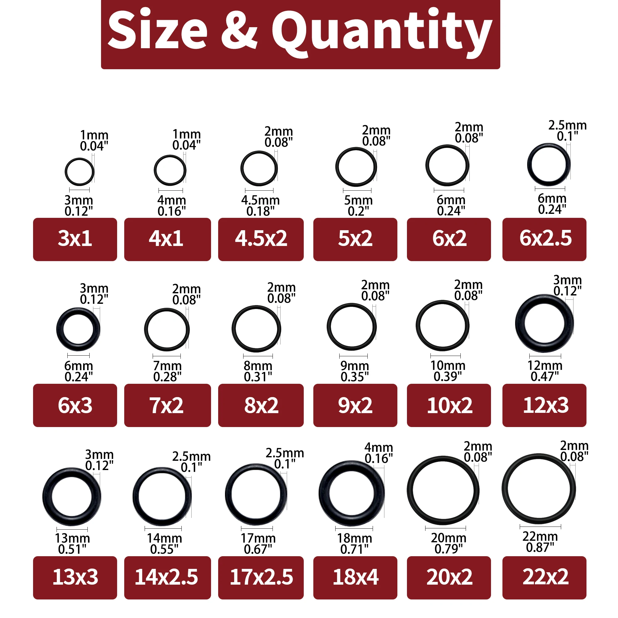 Rubber o rings 255pcs 18 Size Metric NBR Washer Gasket Sealing Assortment Kit for Plumbing Faucet Automotive Air Or Gas