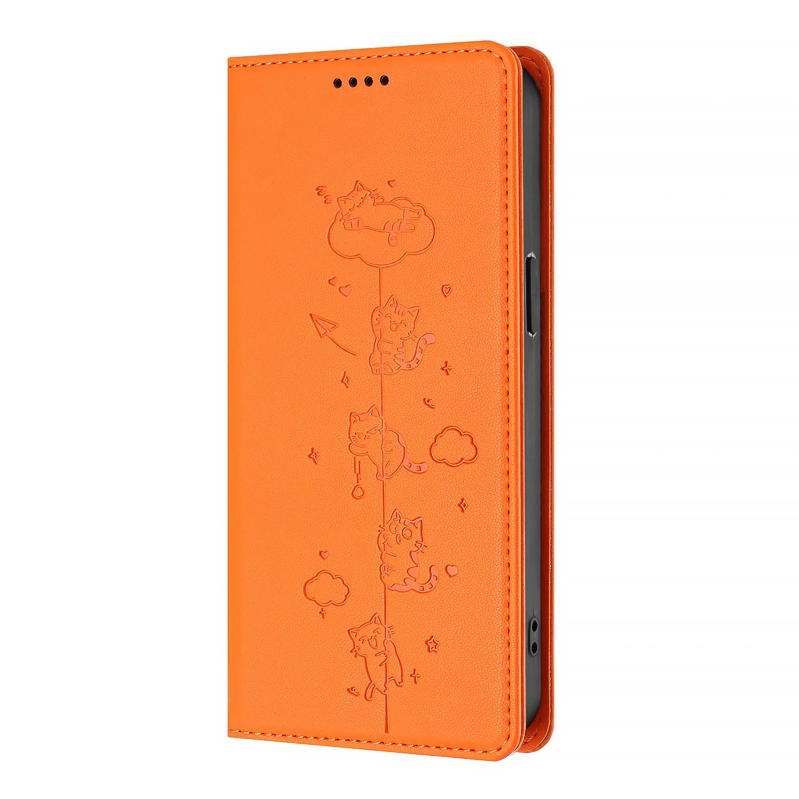 Chic Cat Phone Case: Magnetic Leather Flip Cover with Card Holder