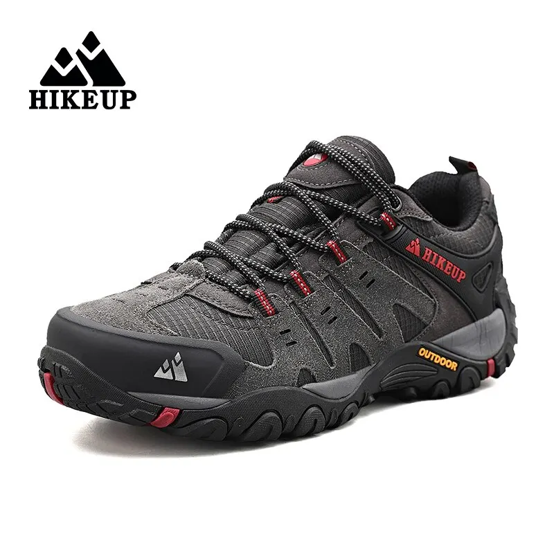HIKEUP Men's Wear-Resistant Suede Leather Outdoor Hiking Sneakers