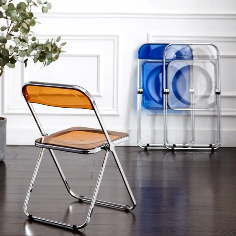 Realife Transparent Folding Acrylic Chair With Electroplating Frame for Household Dining Chairs Light Luxury And Customizable