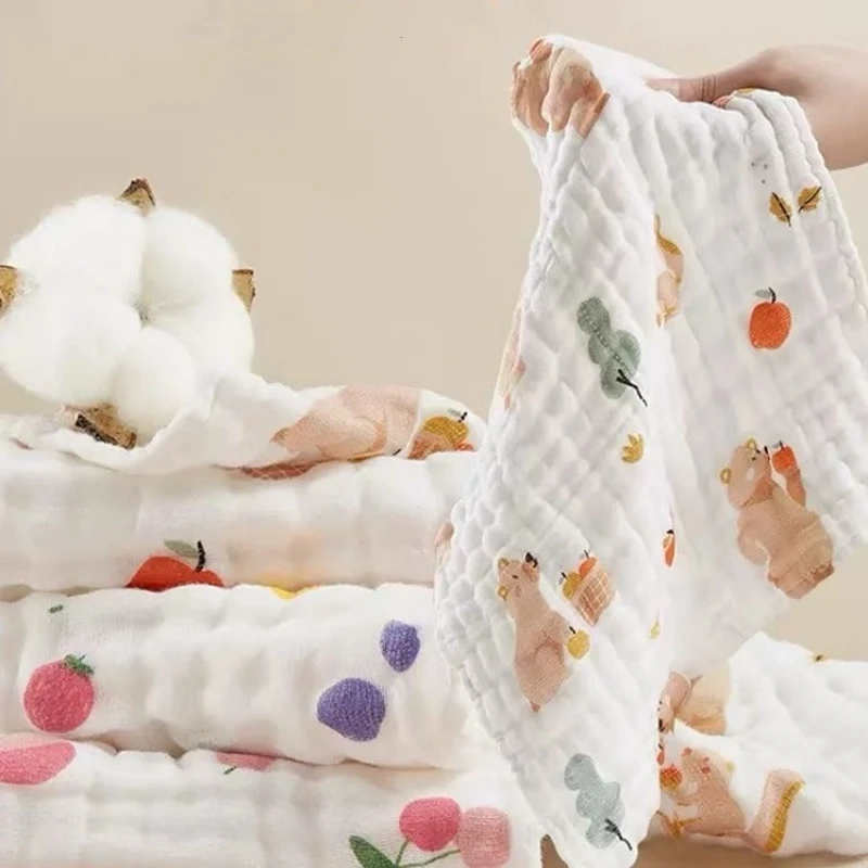 4pcs Cotton Baby Face Towel Newborn Baby Items 6 Layer Muslin Bibs Handkerchief Kids Girls Saliva Towel Feeding Burp Cloths