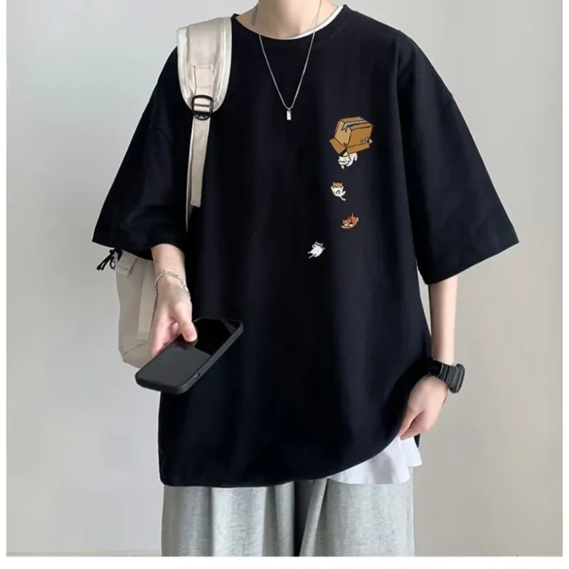 -8XL Men Oversized Korean Loose American Vintage Carton