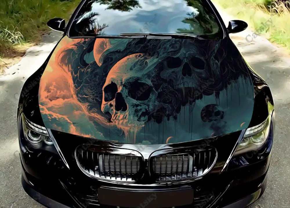 

Fantasy Skull Painting Car Hood Vinyl Stickers Wrap Vinyl Film Engine Cover Decals Sticker Universal Car Hood Protective Film