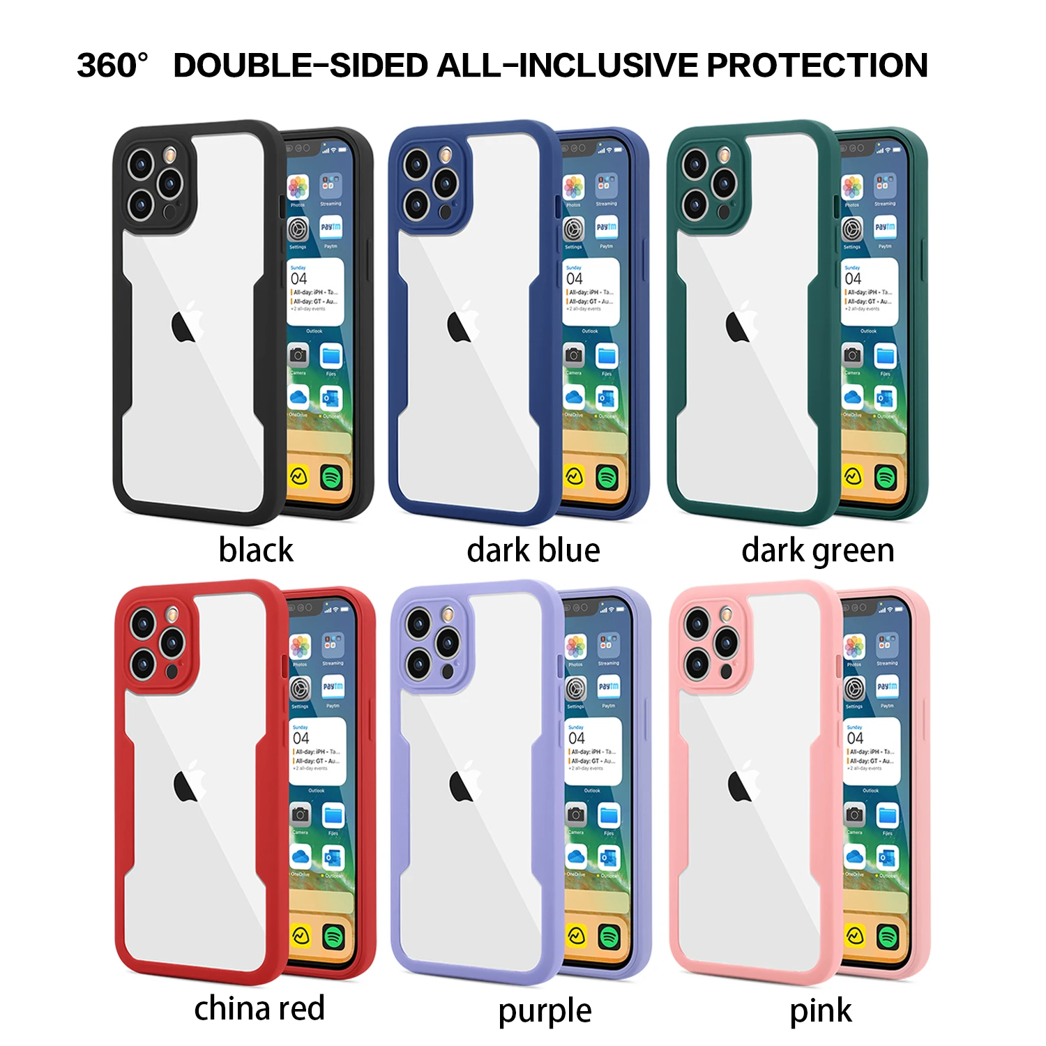Custodia Per IPhone 16 15 14 13 12 11 Pro Max Plus XS Max XR 8 7 Plus 360 Cover Per Telefono Con Protezione Dello Schermo In Silicone Antiurto Completa - Foto 5