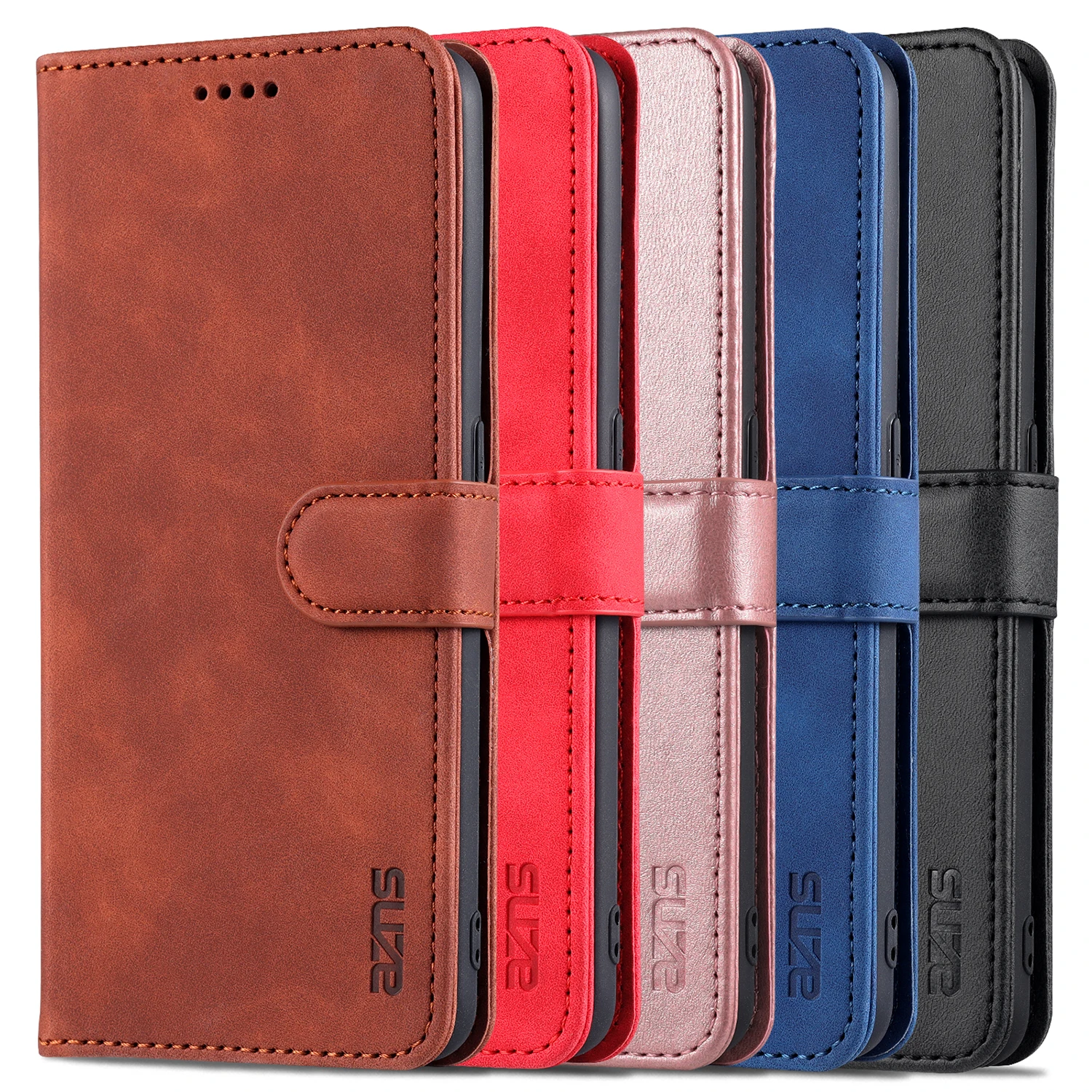 Premium PU Leather Flip Cover with Strap - High Quality Protective Phone Case by AZNS
