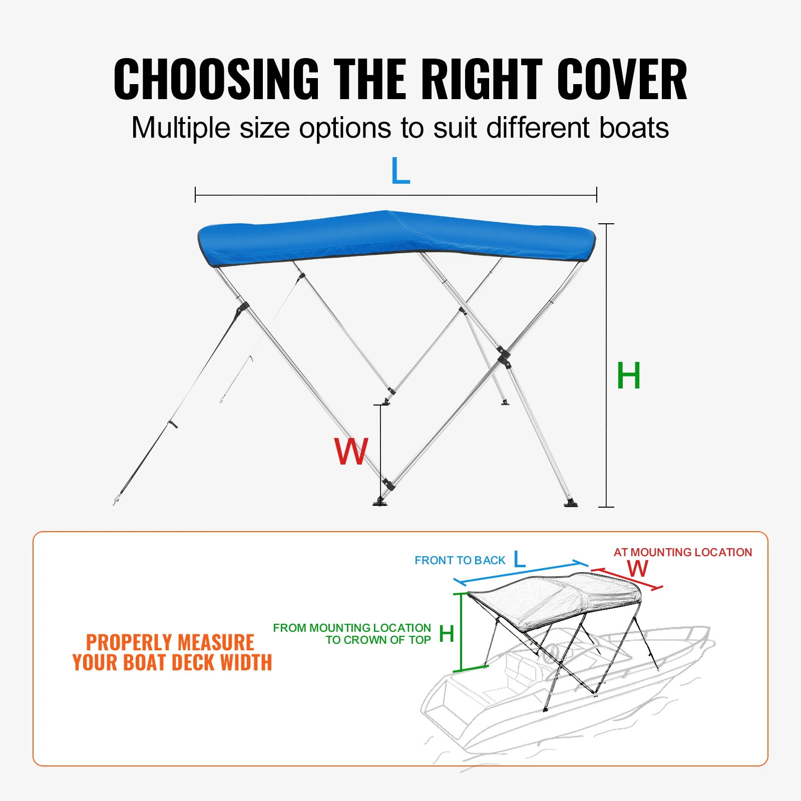 Durable 3 Bow Bimini Top Boat Canopy Cover