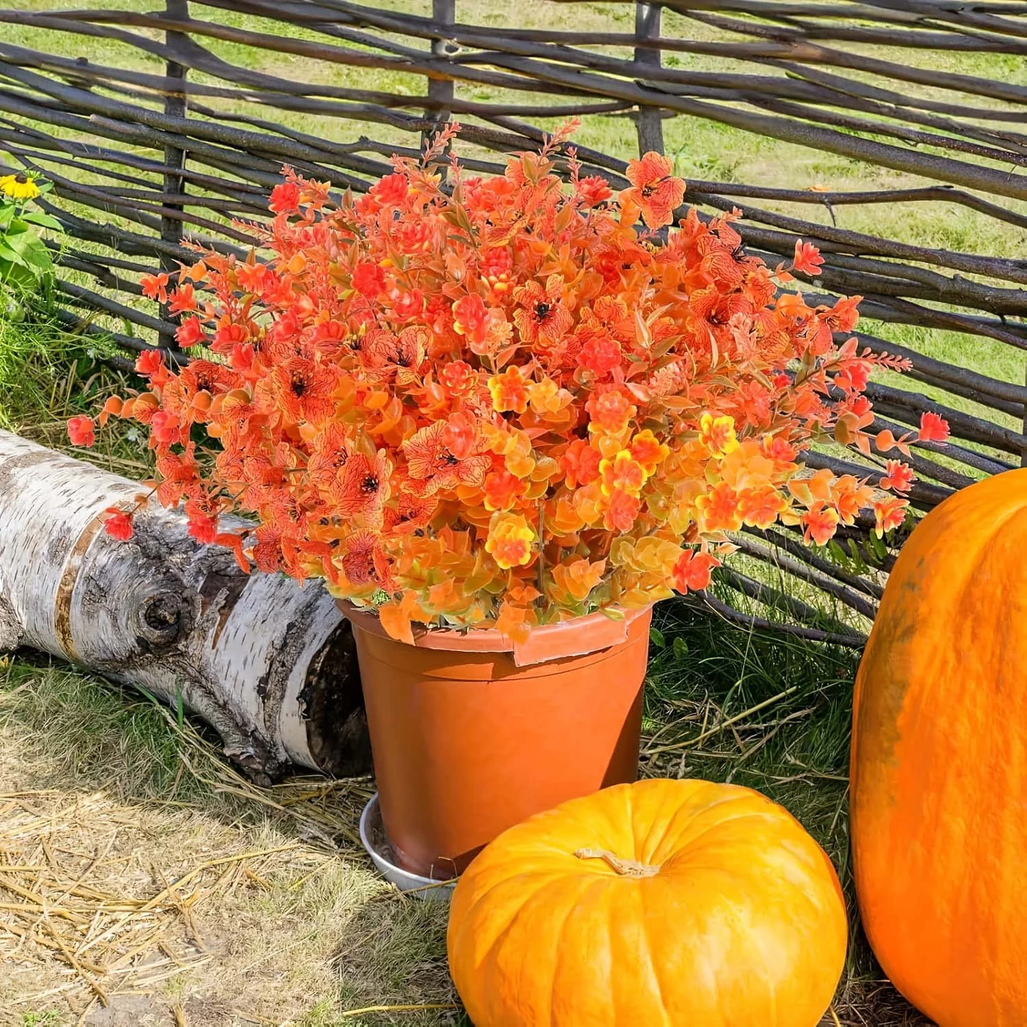 20PCS UV-Resistant Artificial Fall Flowers Outdoor/Indoor 6