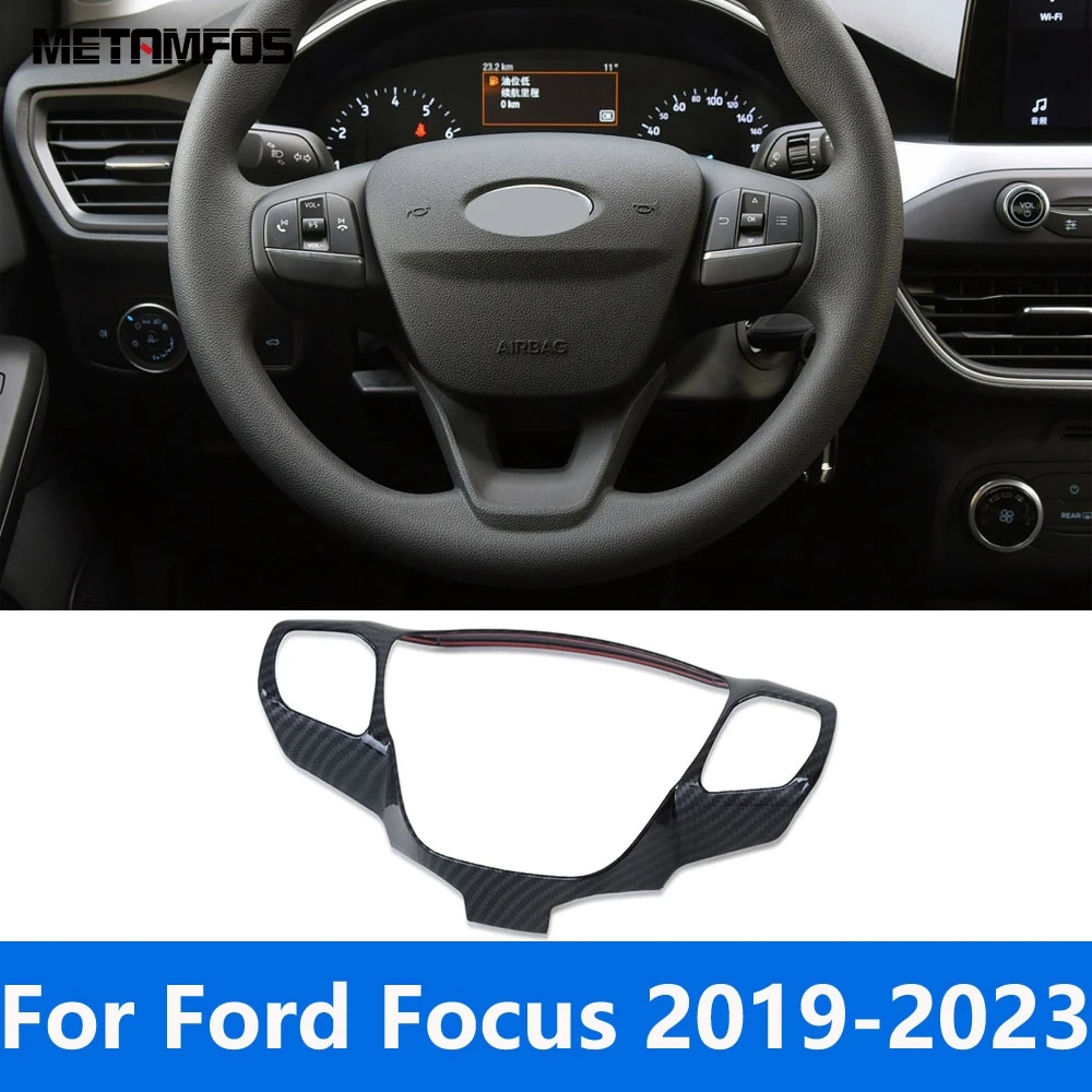 

For Ford Focus 2019 2020 2021 2022 2023 Carbon Fiber Steering Wheel Cover Trim Sequins Sticker Bezel Accessories Car Styling