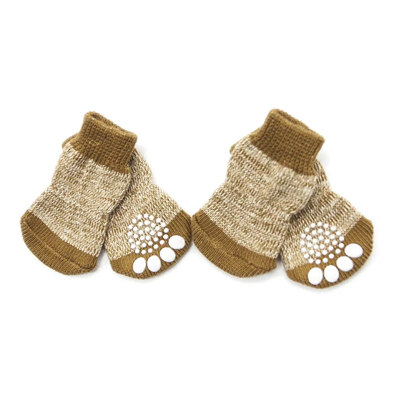 Small Medium Dog Cat Socks Floral Design 4pcs/Set Soft Indoor Shoes Autumn/Winter for Pet Puppy 5