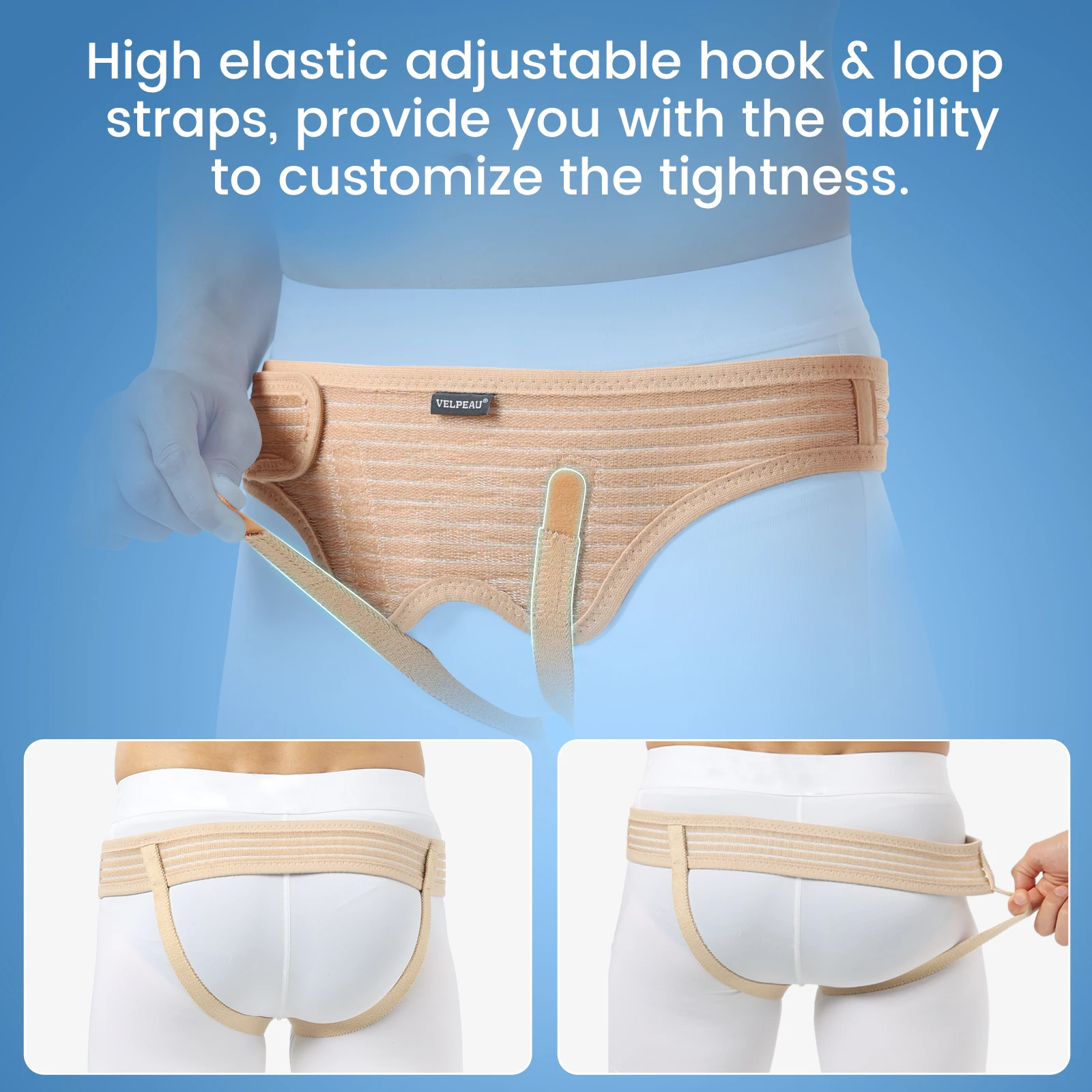 VELPEAU Hernia Belt Truss Adjustable for Single/Double Inguinal and Sports Hernia with 2 Compression Pads for Men and Women hernia belt