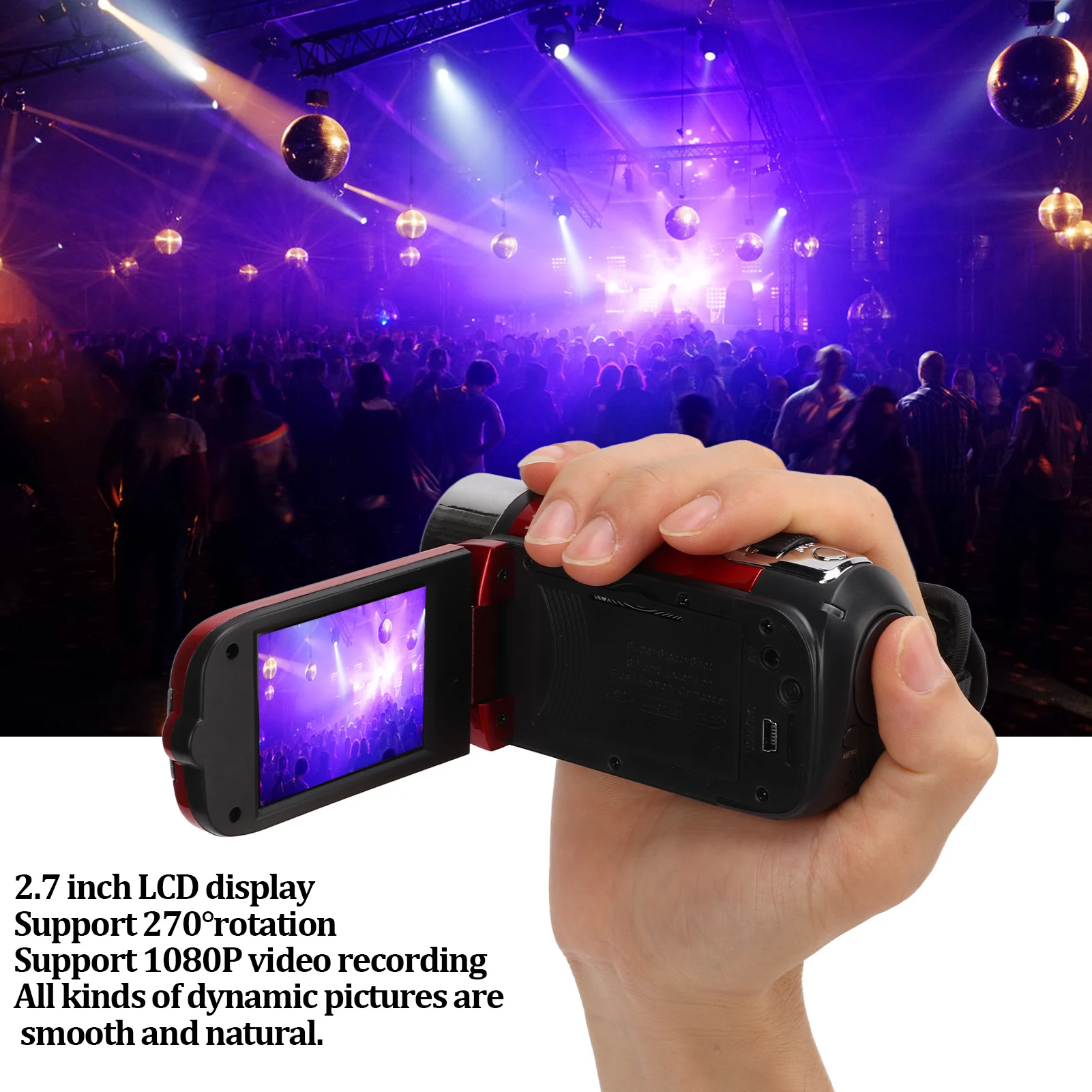 풀 HD 디지털 비디오 캠코더, 4K 48MP 카메라 녹음기, 270 ° 회전, 2.7 인치 컬러 스크린, 16X 줌, 신제품