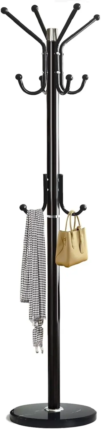 

Modern Metal Coat Rack Freestanding with Natural Marble Base,Sturdy Metal Coat Racks Stand with Hooks,Bedroom Coat Tree Hanger