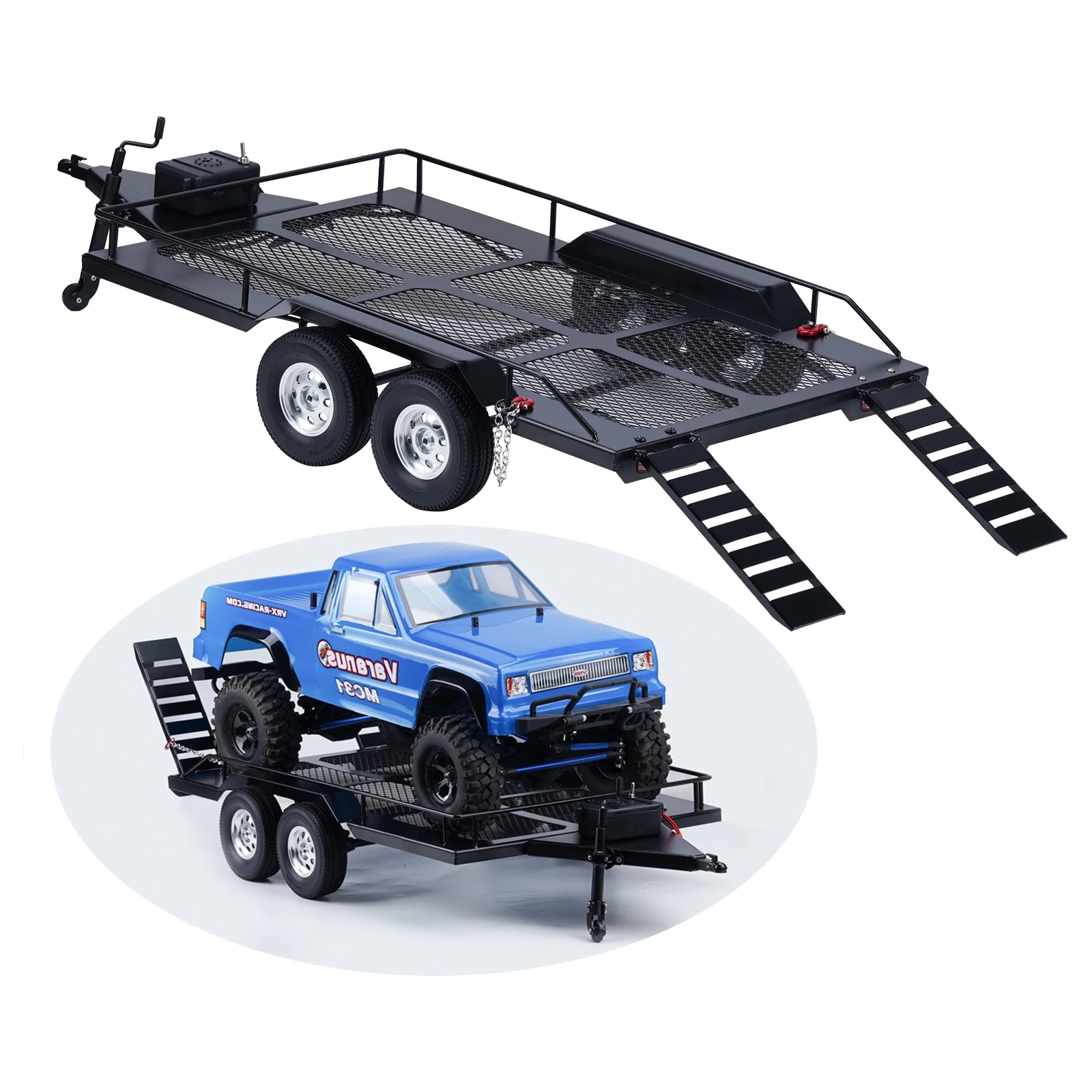 Remorque RC 1/10 avec lumière pour Axial D90 SCX10 TRX4