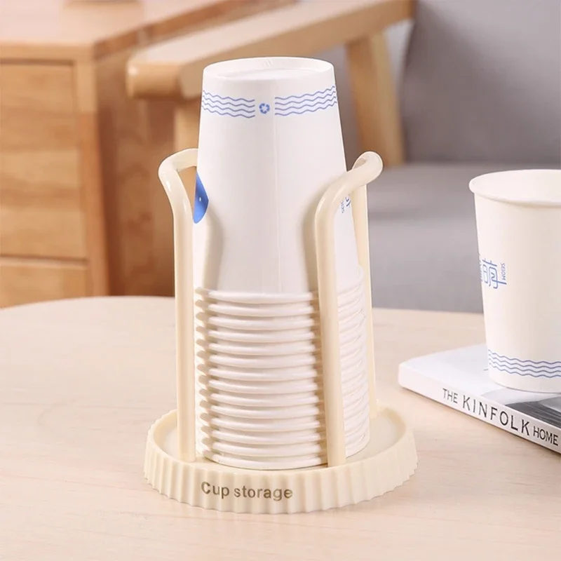 Simple Disposable Cup Storage Holder Water Tea Cups Dispenser Rack Shelf with Longer Stick Mug Display Stand Home Organizer