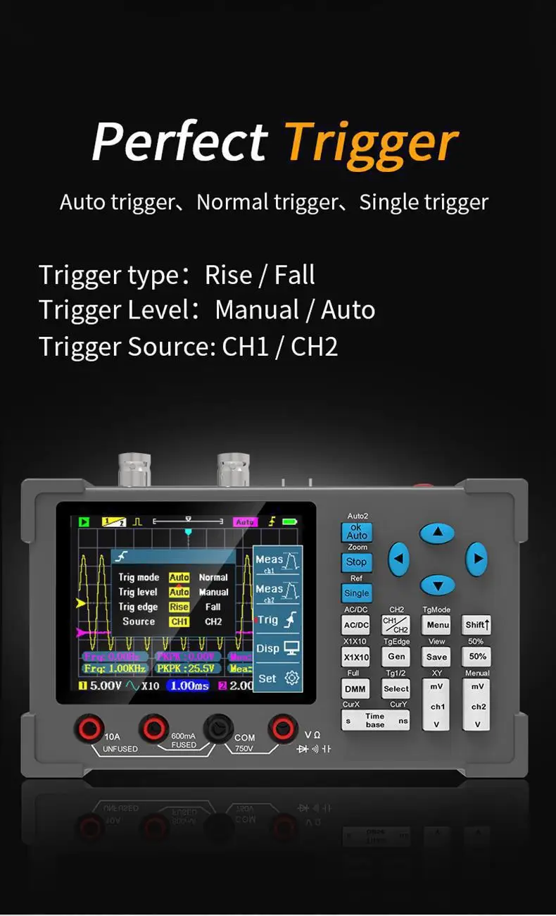Protable DSO3D12 3.2 Inch Desktop Digital Oscilloscope 120M Bandwidth Dual Chann