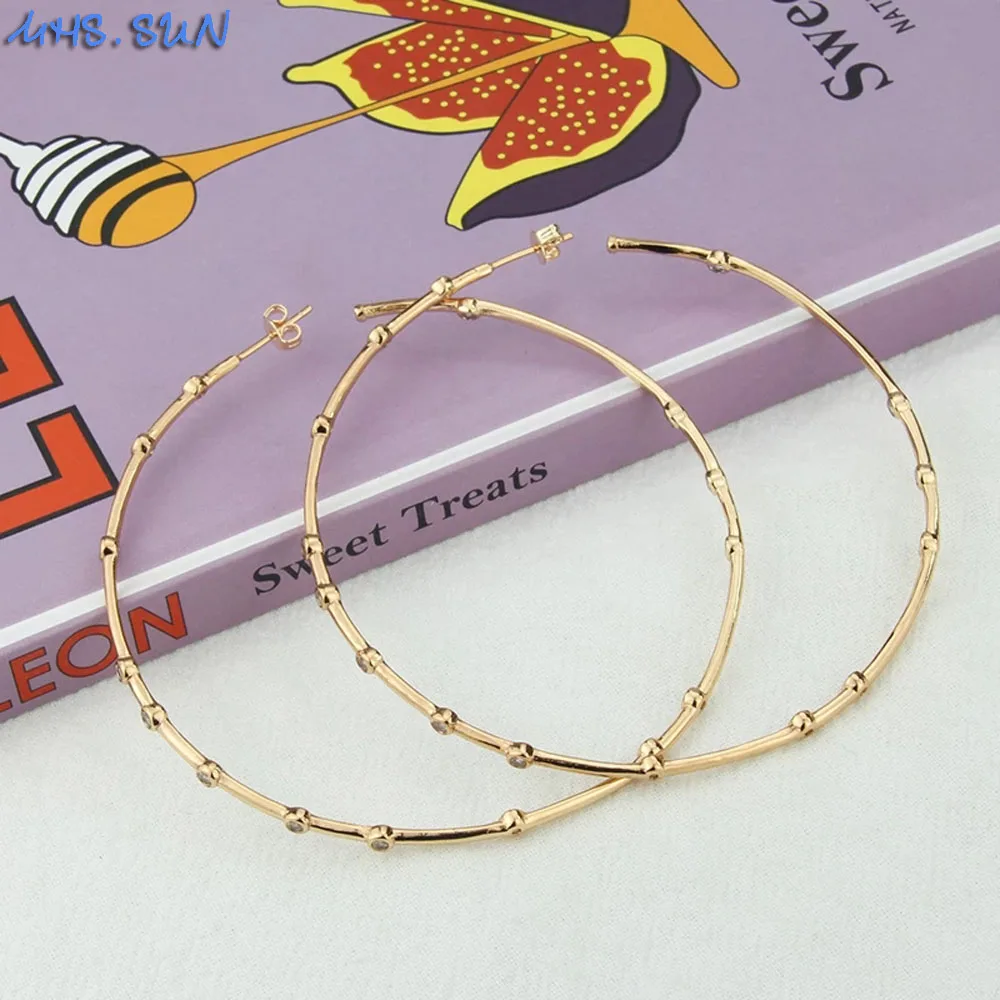 MHS.SUN Modische vergoldete große Kreolen für Damen, Zirkonia-Ohrringe, Hip-Hop-Piercing-Ohrschmuck, Partygeschenk – Detail 9