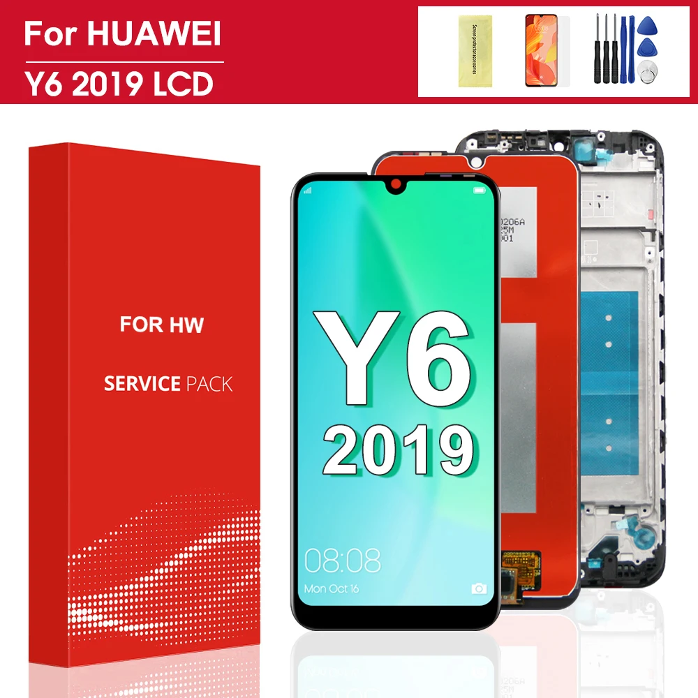 Compatibile per HUAWEI Y6 (2019) / MRD-LX1F DUAL/Honor 8A Copertura tasti CUSTODIA cover CASE GEL SILICONE TPU protezione + PELLICOLA vetro TEMPERATO 9H antiurto (Trasparente