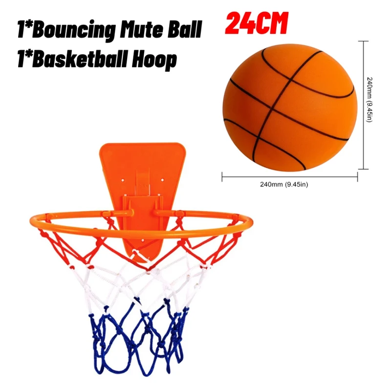 Baloncesto silencioso con aro de baloncesto, pelota silenciosa de rebote  alto, práctica de interior, 24cm, Tamaño 7, envío directo - AliExpress